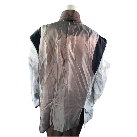 Prontomodo Europa Men 2pc Suit 100% Merino Wool 50R 44x27 Brown Micro Check - Picture 9 of 16